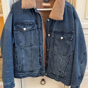 Pilcro Blue Denim Jacket with Tan Collar from Anthropologie